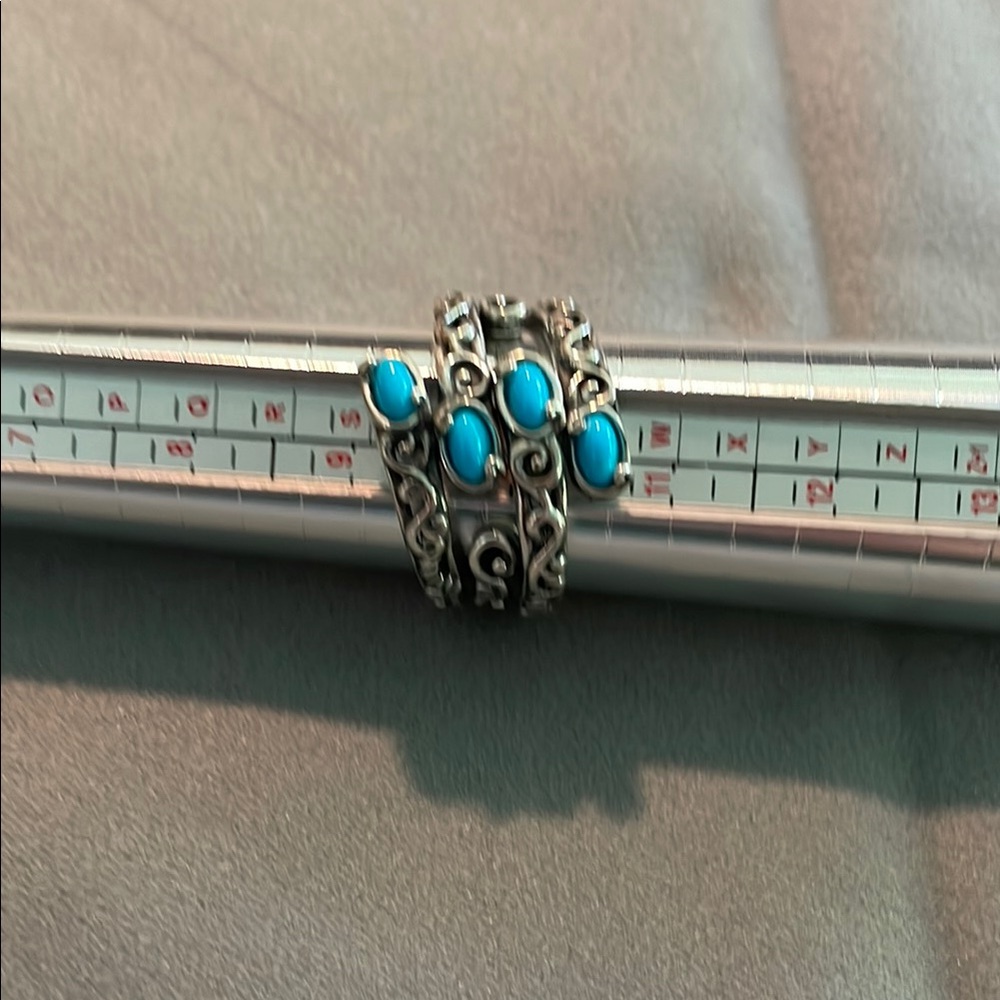 Carolyn Pollack Blue and Silver Ring with Turquoise